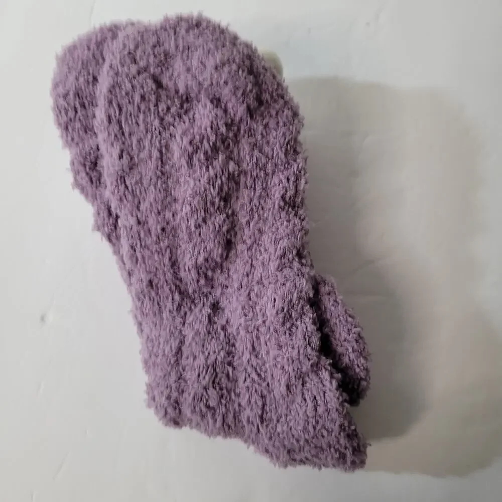 Charming Purple & White Pom-Pom Trim Cozy Socks